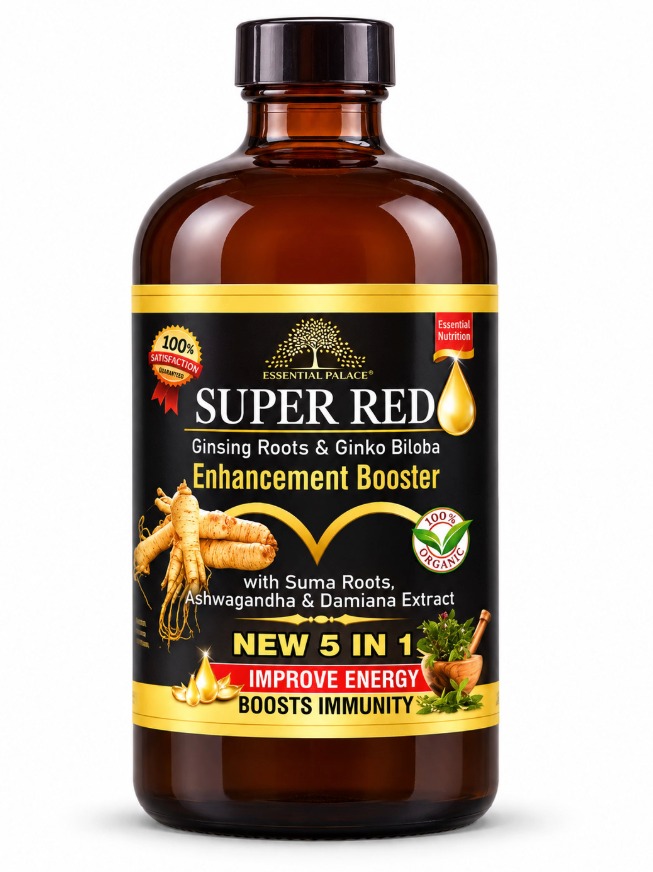 Essential Palace SUPER RED Ginsing Roots & Ginko Biloba Enhancement Booster (New 5 in 1)