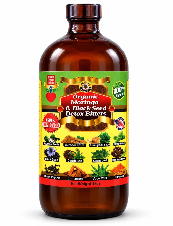 Nature's Shilajit Organic Moringa & Black Seed Detox Bitters (New & Improved)